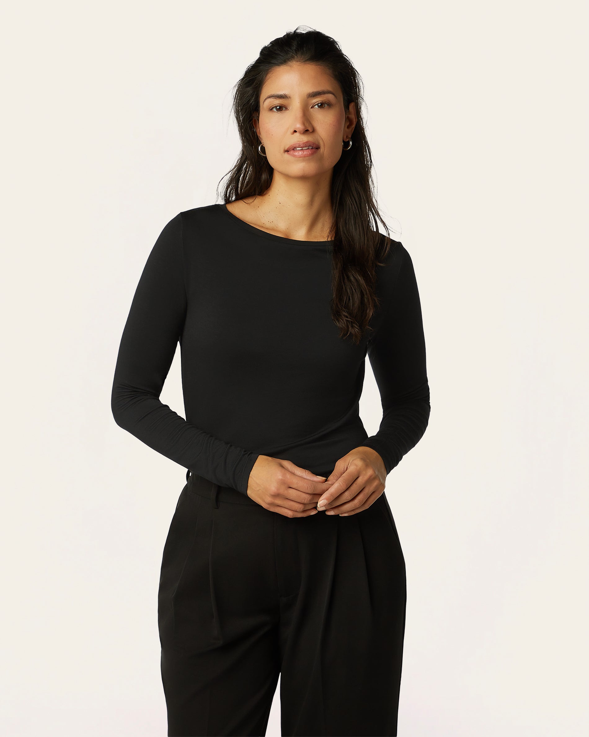 Black Boatneck Sweater for Women | LIV by LABFRESH