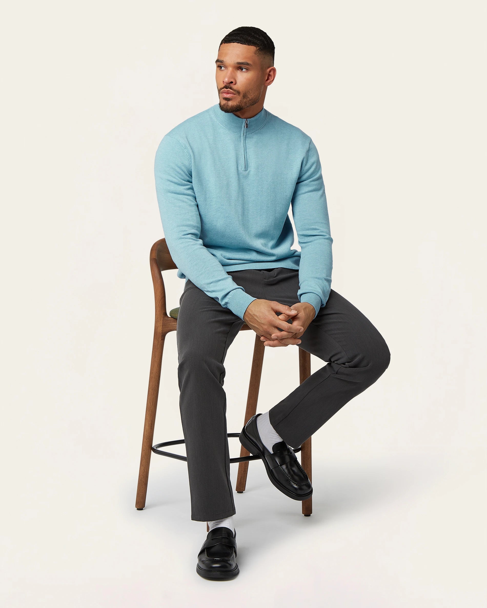 Seawool Half Zip Light Blue