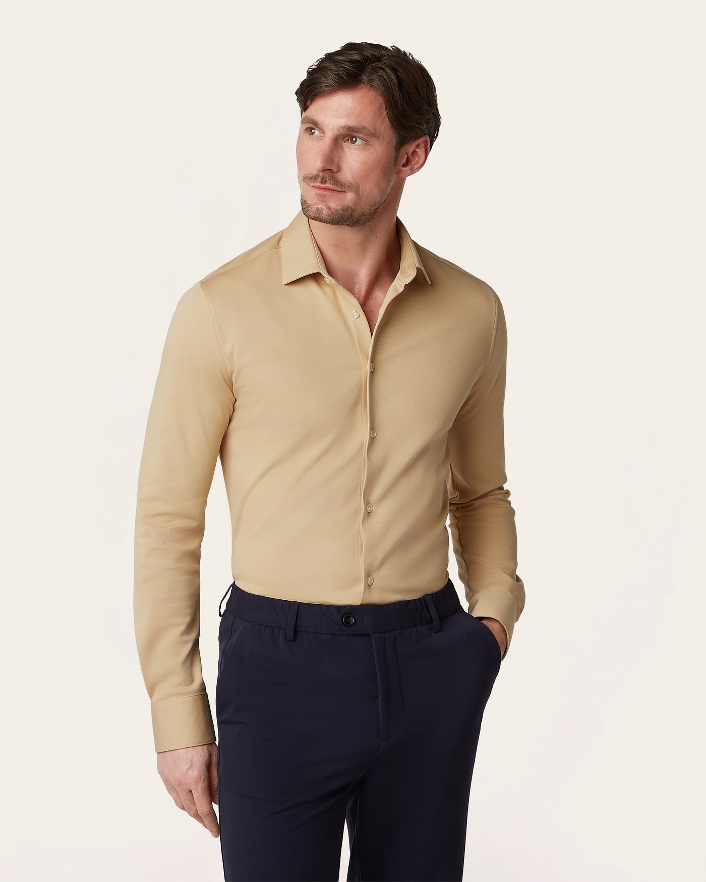 Knitted non-iron shirt Sand