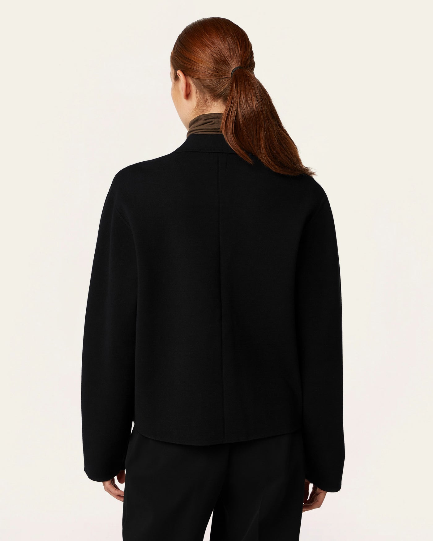 Boxy Jacquard Cardigan - Black