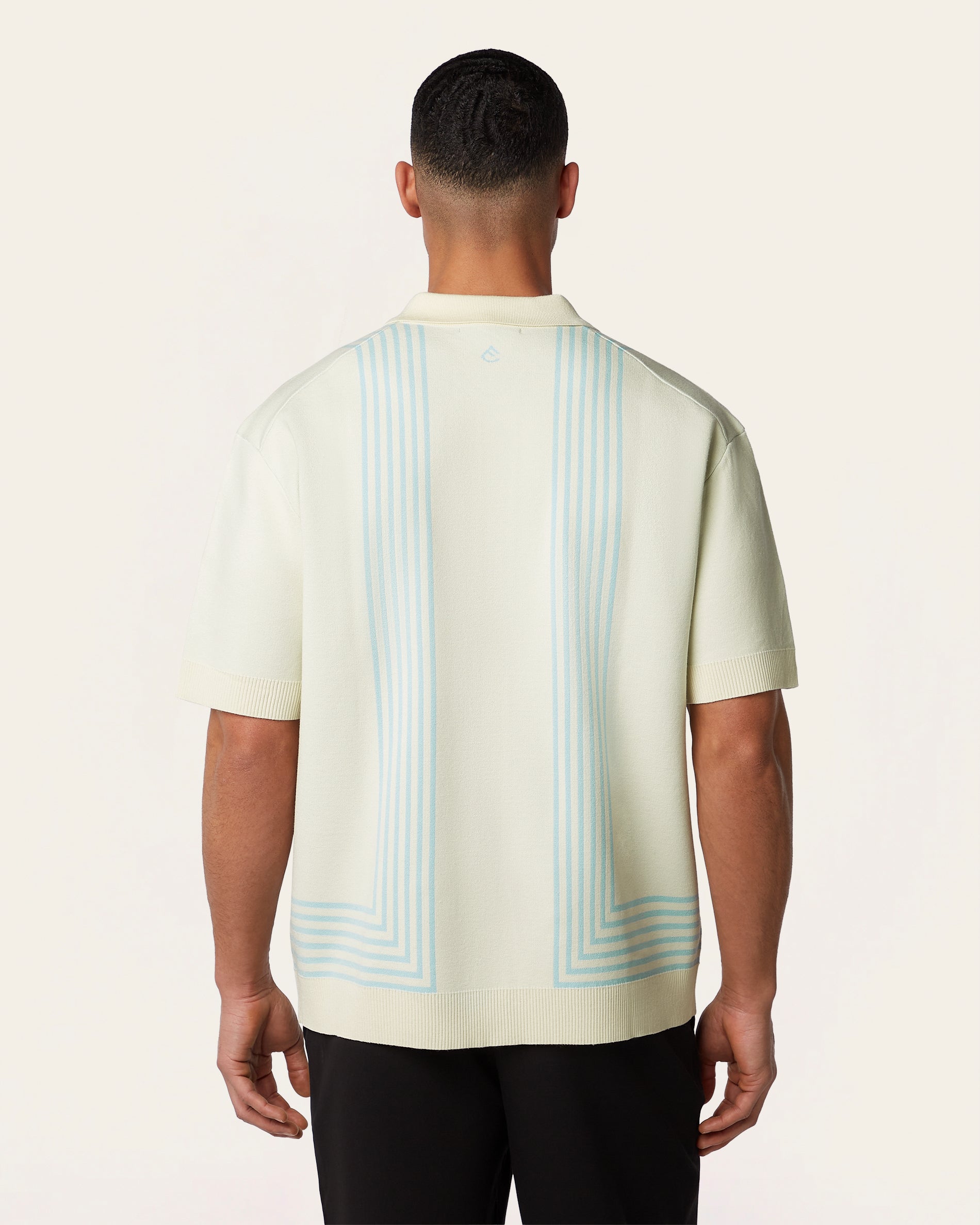 Jacquard Polo Off White / Light Blue