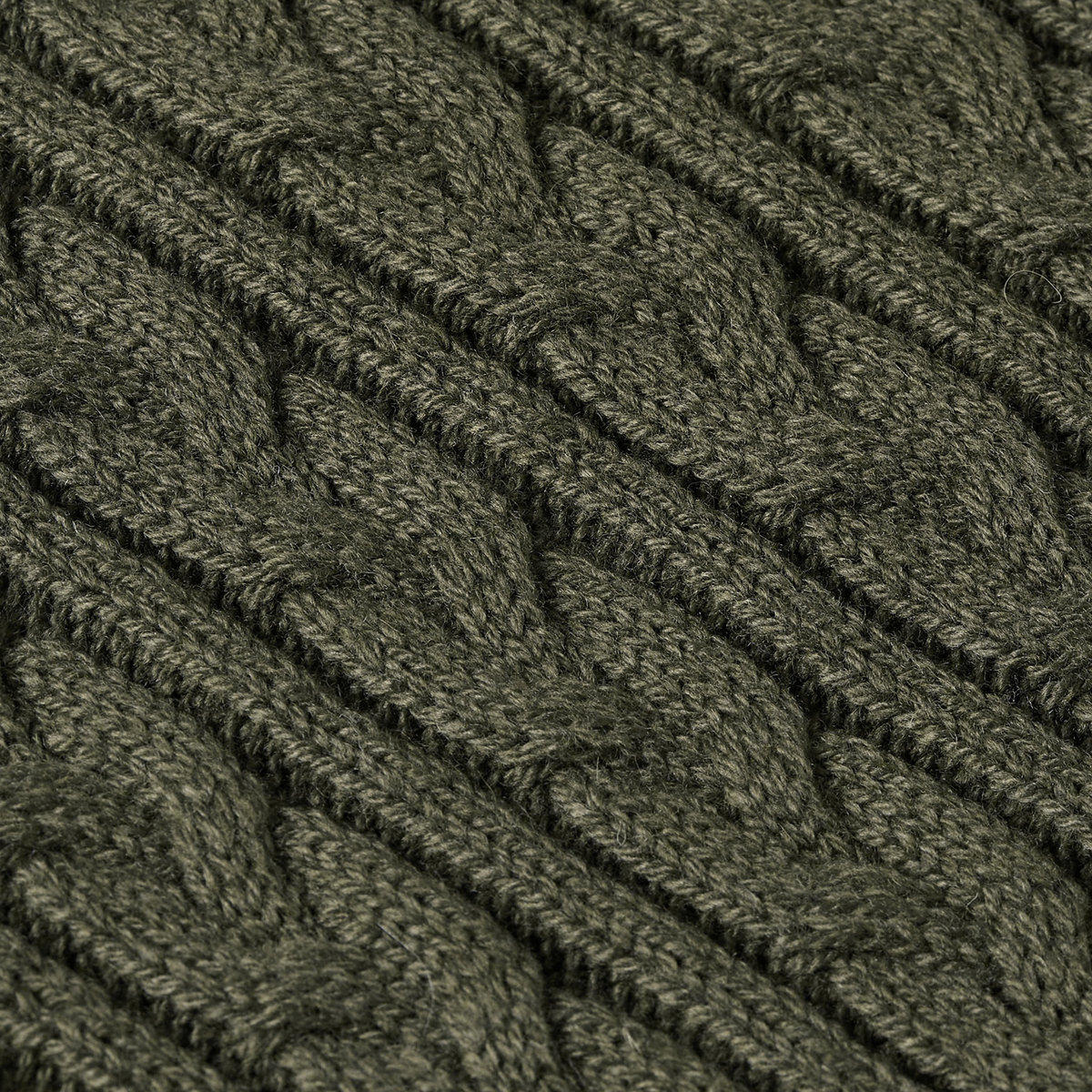 Heavy Seawool Cable Crewneck - Dark Olive