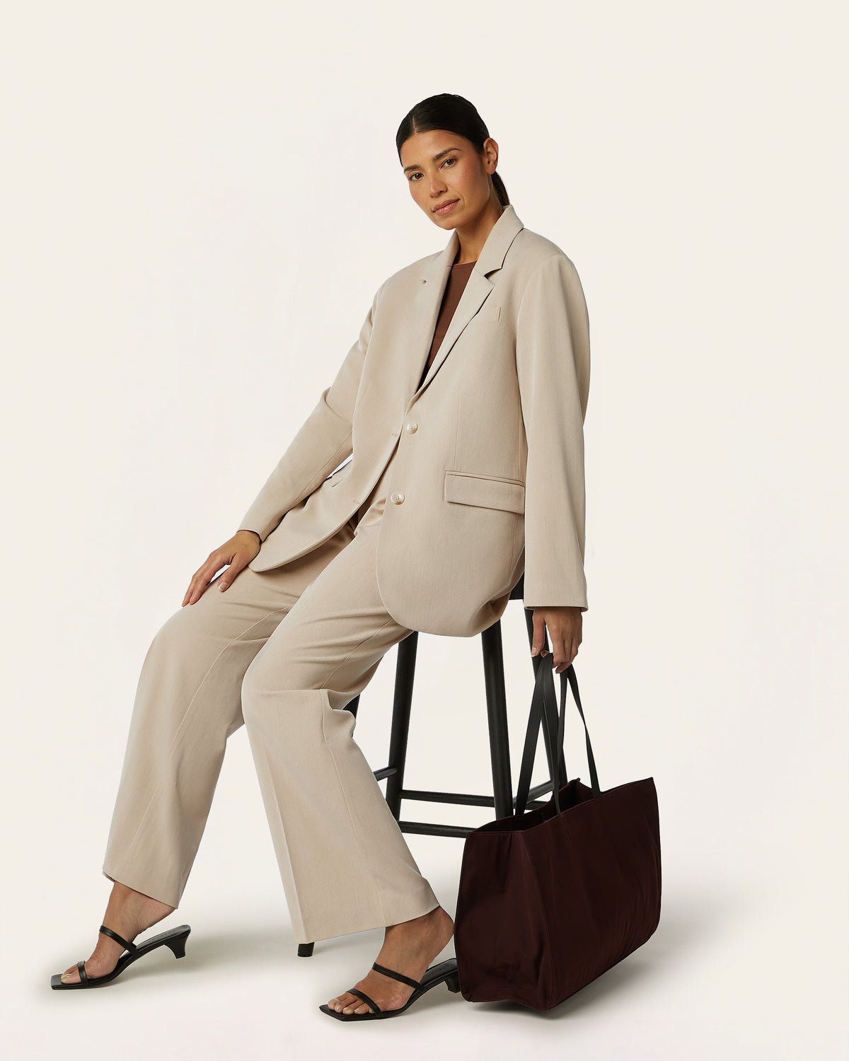 Sand Stretch Oversized Suit For Women | LIV by LABFRESH
