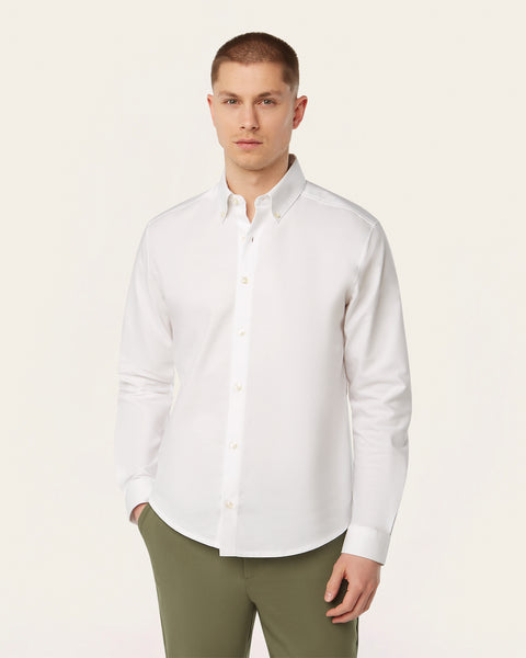 White Oxford Button-Down Stretch Shirt | LABFRESH