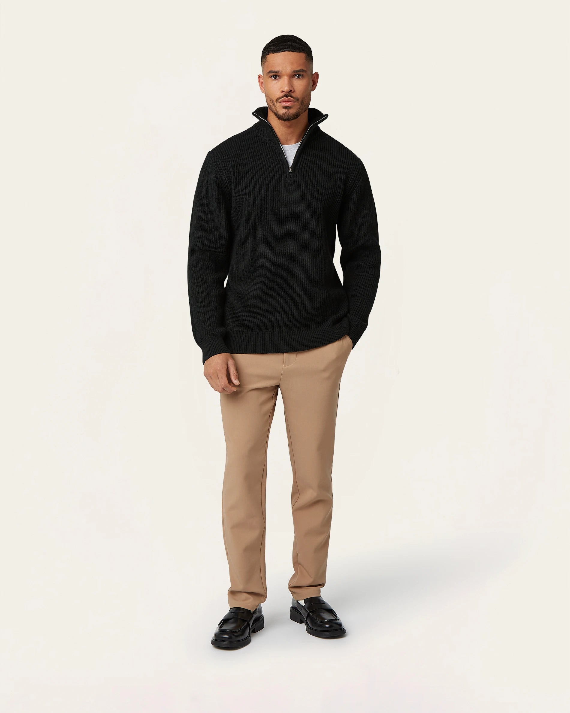 Heavy Seawool Half Zip Black