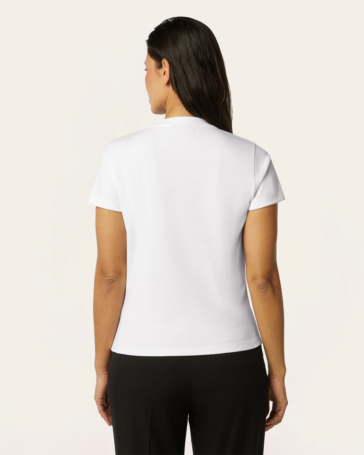 Interlock V-neck Slim T-shirt - White