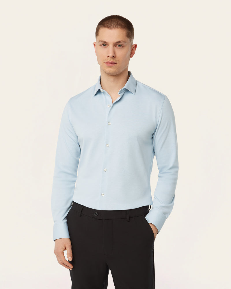 Knitted non-iron shirt Light Blue