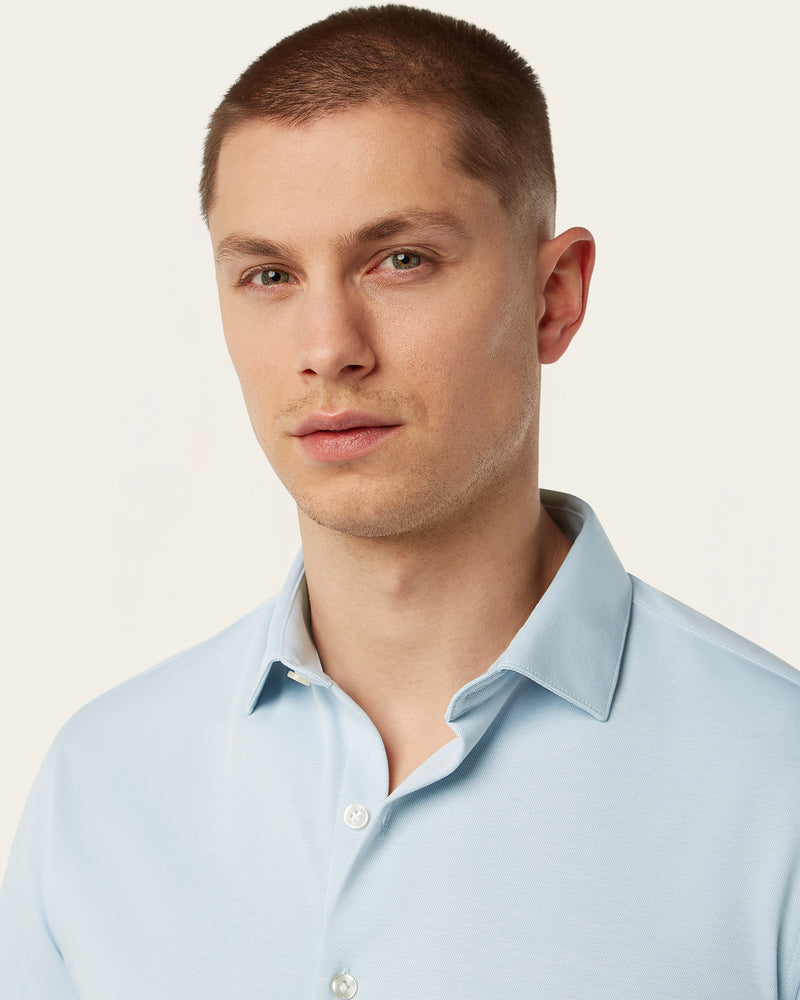 Knitted non-iron shirt Light Blue