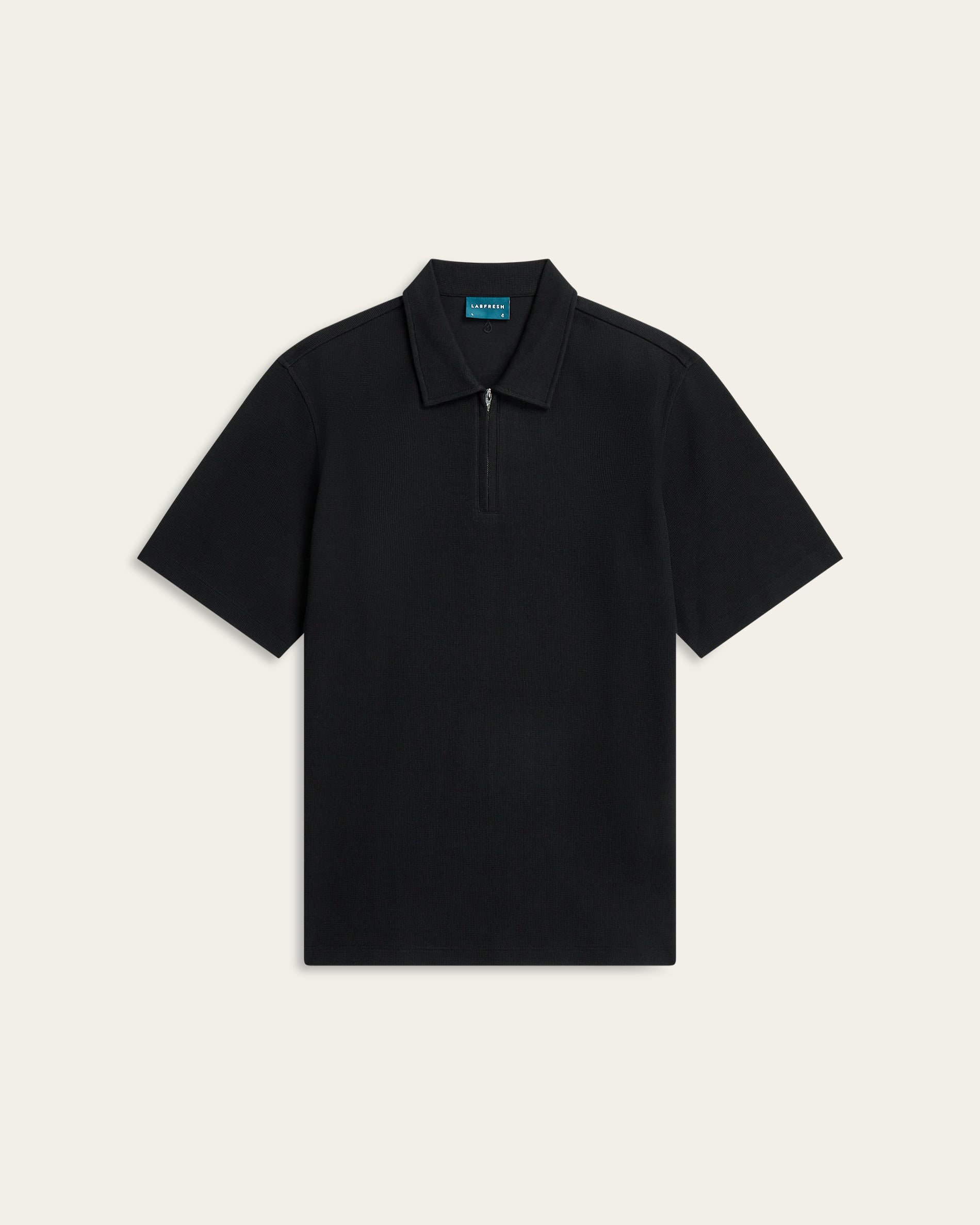 Black Relaxed Fit Zip Polo – Odour Resistant | LABFRESH