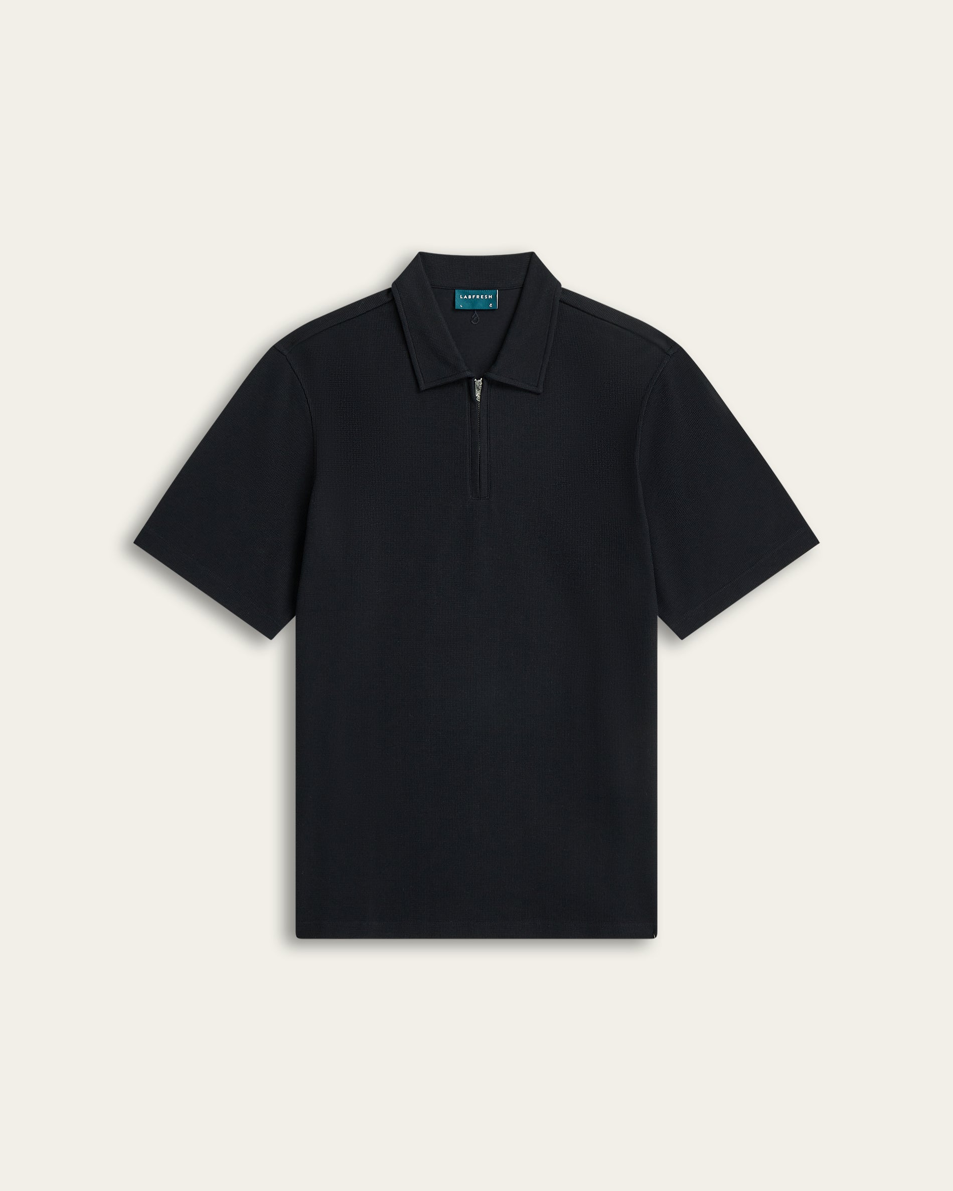 Navy Relaxed Fit Zip Polo – Odour Resistant | LABFRESH