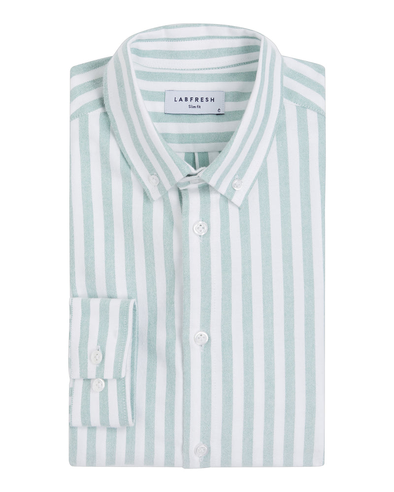 Soft Oxford shirt green stripe