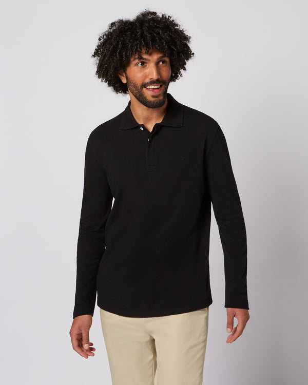 Long sleeve polo black
