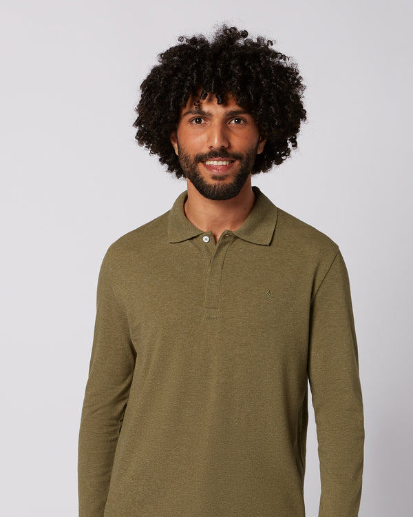 Long sleeve polo olive
